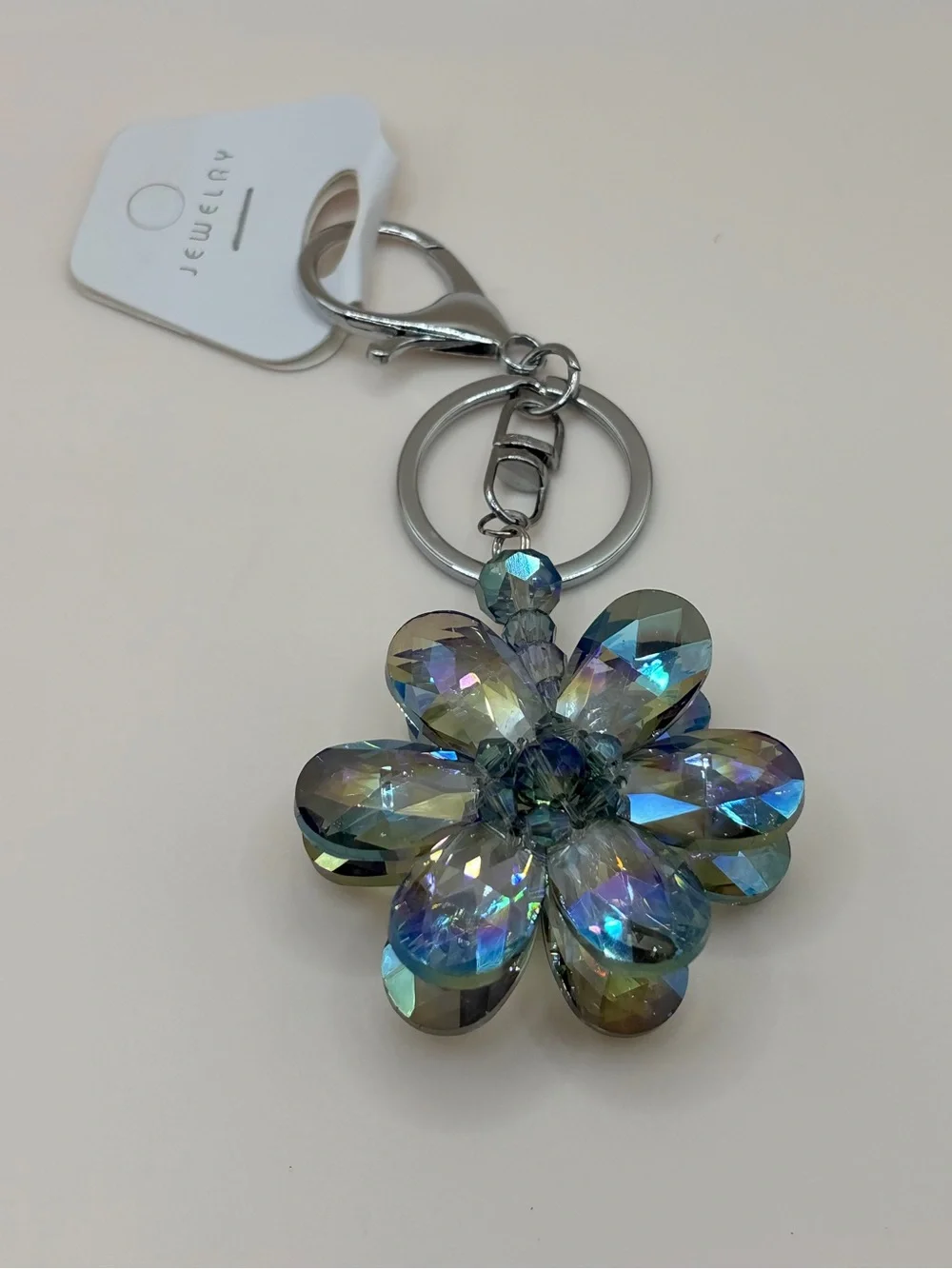 Dazzling Iridescent Crystal Flower Keychain